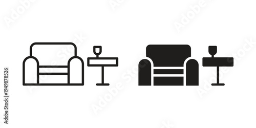 Lounge icon element for graphic designs. line and flat symbols