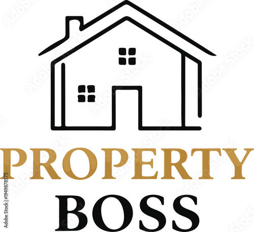 A simple line art house icon sits above the bold text "PROPERTY BOSS" in gold and black.