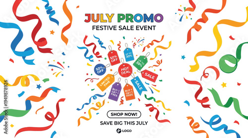 July Promo Festive Sale Event Banner