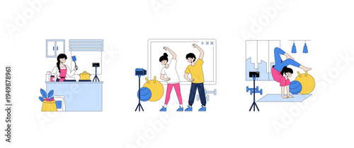 Activities at Home Vector Illustration of Daily Life