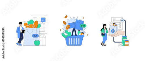 Vector Illustration of Online Shopping and Payment