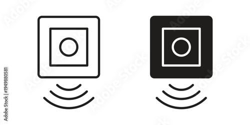 Motion sensor icon element for graphic designs. line and flat symbols