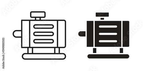 Motor icon element for graphic designs. line and flat symbols