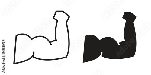 Muscle icon element for graphic designs. line and flat symbols