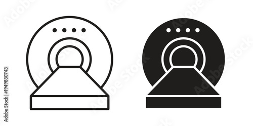 MRI scanner icon element for graphic designs. line and flat symbols