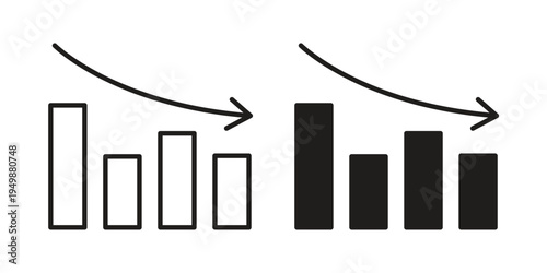 Negative trend icon element for graphic designs. line and flat symbols
