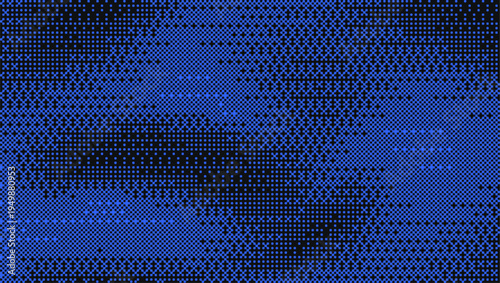 Pixel bitmap blue black gradient texture pattern. Geometric pixelated background. Abstract dither retro design. Vector 8 bit illustration.