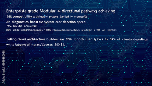 Abstract network diagram with text overlays detailing enterprise and ai solutions
