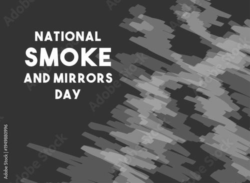 Abstract white smoke vector on black background. Minimalist flat design for National Smoke and Mirrors Day on March.
