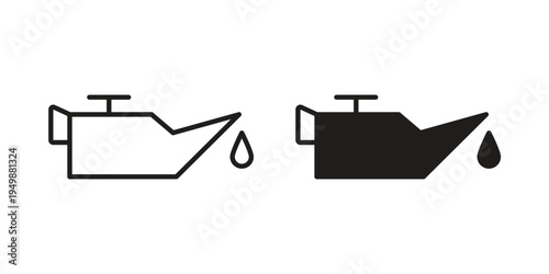 Oil can icon element for graphic designs. line and flat symbols