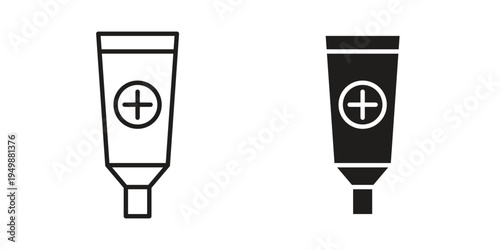 Ointment icon element for graphic designs. line and flat symbols