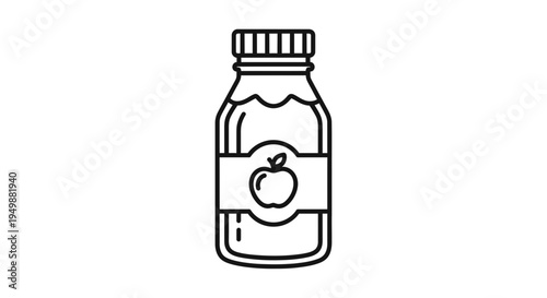 Apple Juice Bottle Icon, Healthy Drink, Organic Beverage, Fresh Fruit