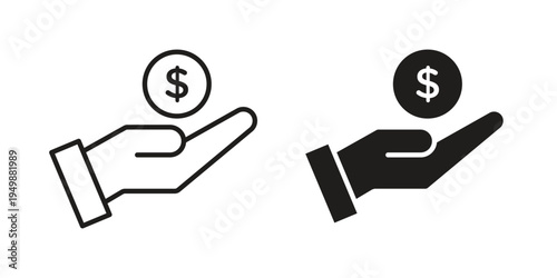 Pay icon element for graphic designs. line and flat symbols