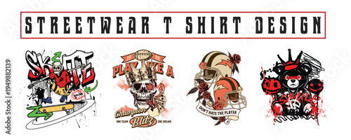 Urban Streetwear T-Shirt Design Bundle – Graffiti Typography Graphic Pack