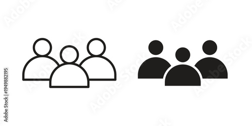people icon element for graphic designs. line and flat symbols
