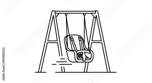 Baby Swing Set Icon, Playground Equipment, Outdoor Activity, Child Safety Seat, Simple Line Art