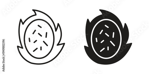 Pitaya icon element for graphic designs. line and flat symbols