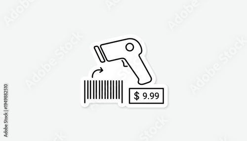 Barcode Scanner Reading Price Tag, Retail Technology Concept