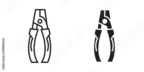 Pliers icon element for graphic designs. line and flat symbols