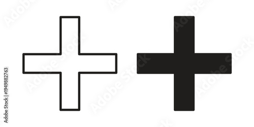 Plus icon element for graphic designs. line and flat symbols