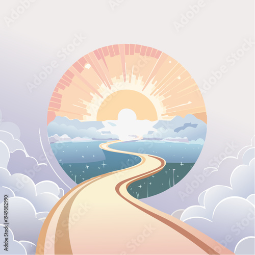 Serene Path to a Bright Future A Winding Road Towards a Radiant Horizon and New Beginnings