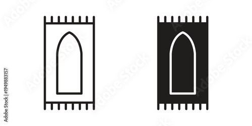 Prayer mat icon element for graphic designs. line and flat symbols