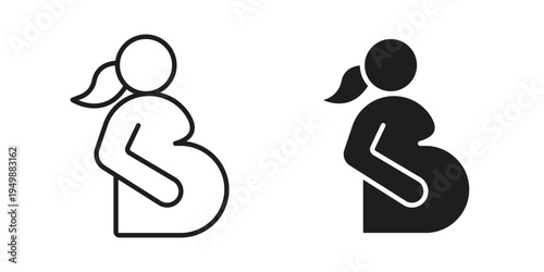 Pregnant woman icon element for graphic designs. line and flat symbols
