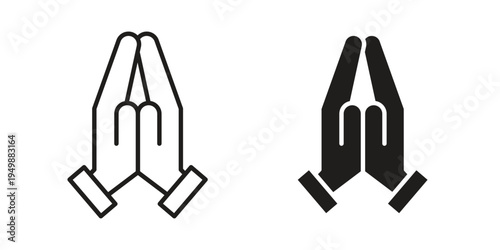 Prayer and Respect Icon element for graphic designs. line and flat symbols