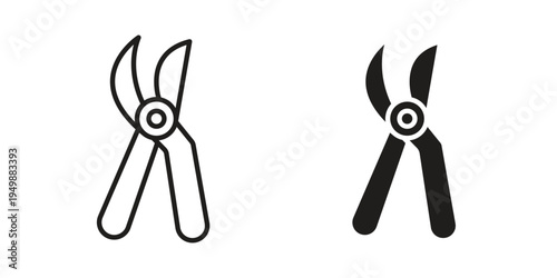 Pruning shears icon element for graphic designs. line and flat symbols