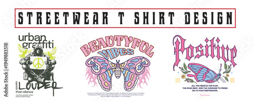 Urban Streetwear T-Shirt Design Bundle – Graffiti Typography Graphic Pack
