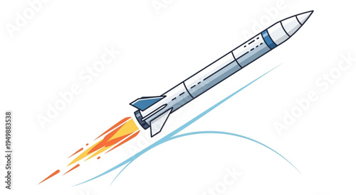 Illustration of a Rocket Launching into Space with Flames.