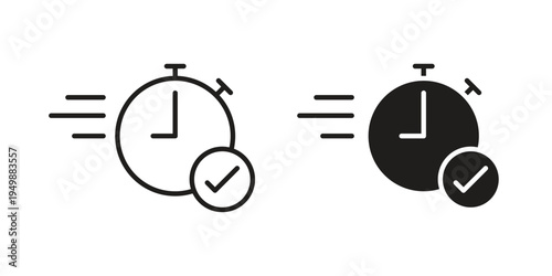 Quick approval icon element for graphic designs. line and flat symbols