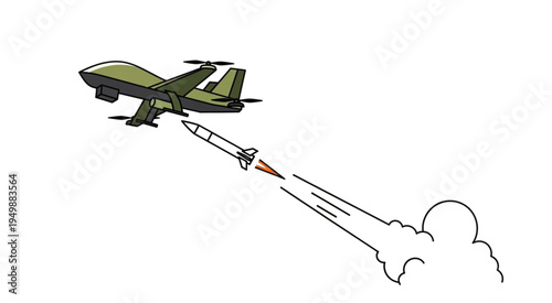 Drone Launching Missile - Modern Warfare Illustration.