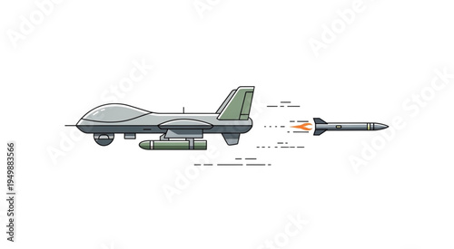 Drone Launching Missile - Precision Strike Illustration for Modern Warfare.