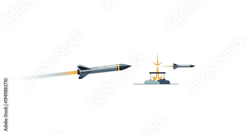 Missile Launch Illustration - Precision Strike and Defense System.