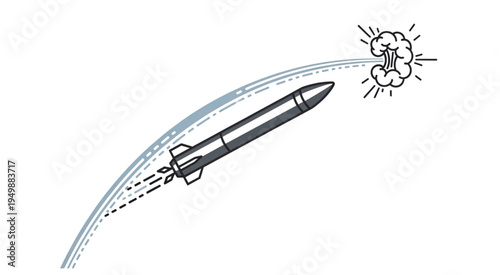 Illustration of a Missile Hitting a Target with Explosion.