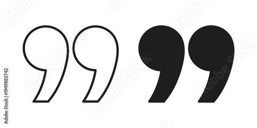 Quote icon element for graphic designs. line and flat symbols