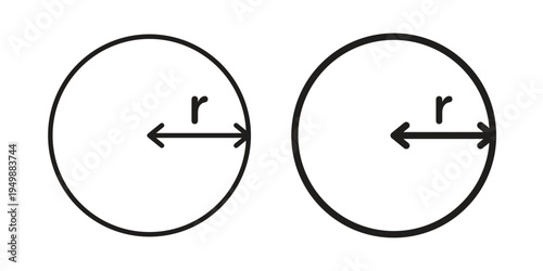 Radius icon element for graphic designs. line and flat symbols