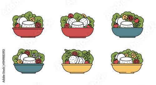 Goat Cheese Salad Line art modern blended abstract color vector