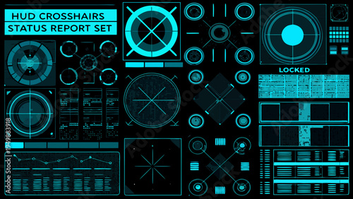 Futuristic heads up display with targeting reticles and status indicators