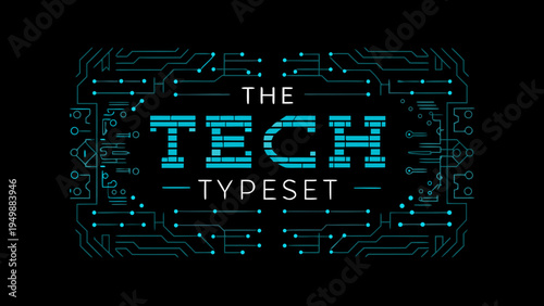 Abstract circuit board design with the words the tech typeset displayed