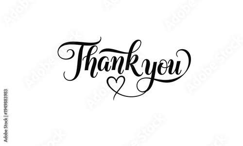 Elegant calligraphy thank you message with heart
