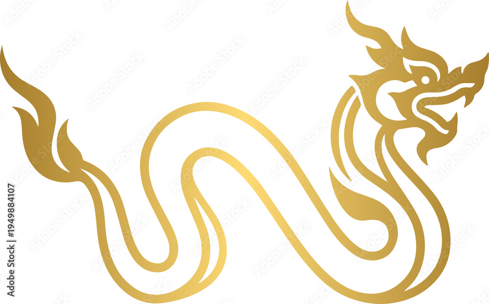 Obraz premium Luxury Golden Dragon in Traditional Oriental Style