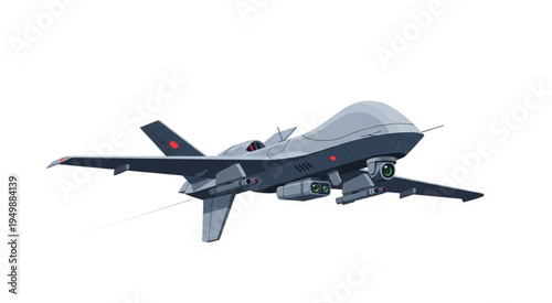 Advanced Military Drone in Flight on a Clear Day.