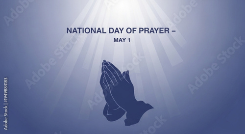 National day of prayer on may 1st dove silhouette with sun rays on blue background symbolizing hope and spirituality