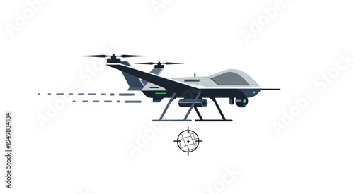 Advanced Military Drone Targeting System Illustration.