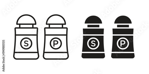 Salt and pepper icon element for graphic designs. line and flat symbols