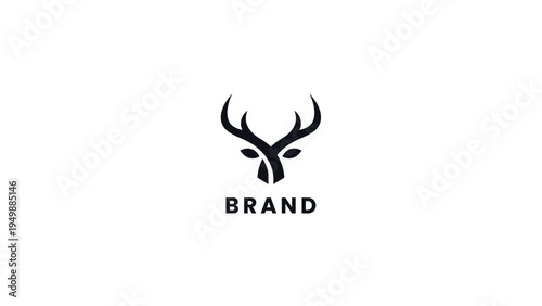 Abstract black deer head with elegant antlers, representing strength and nature, ideal for sophisticated logotype and emblem designs. A timeless and versatile brand symbol for modern businesses