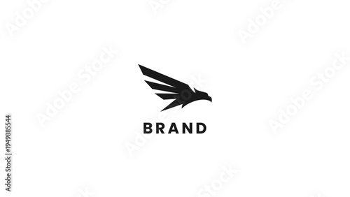 Striking abstract eagle head logo, a modern and powerful emblem representing strength, speed, and corporate identity with a dynamic wing design