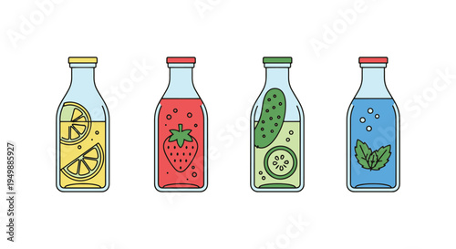 Flavored Mineral Water Line creative abstract color vector design